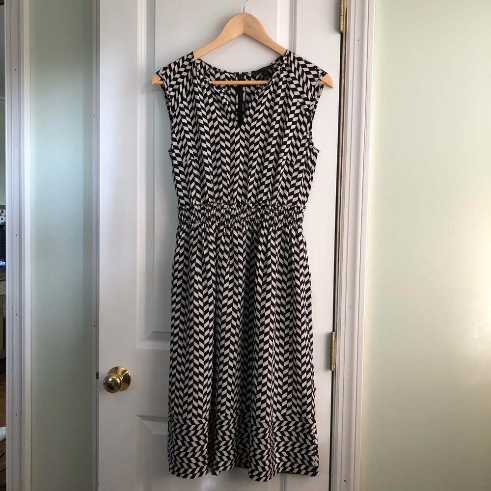 J. Crew Sleeveless Black and White Silky Dress NWOT
